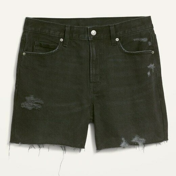 NWT: old navy High-Waisted Slouchy Straight Ripped Black Jean Shorts (26) $30 - Picture 3 of 11